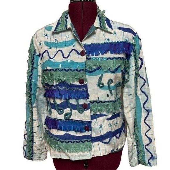 Daniel K Jackets & Blazers - Vintage Daniel K.‎ New York USA Abstract Art to Wear Embroidered Jacket Medium